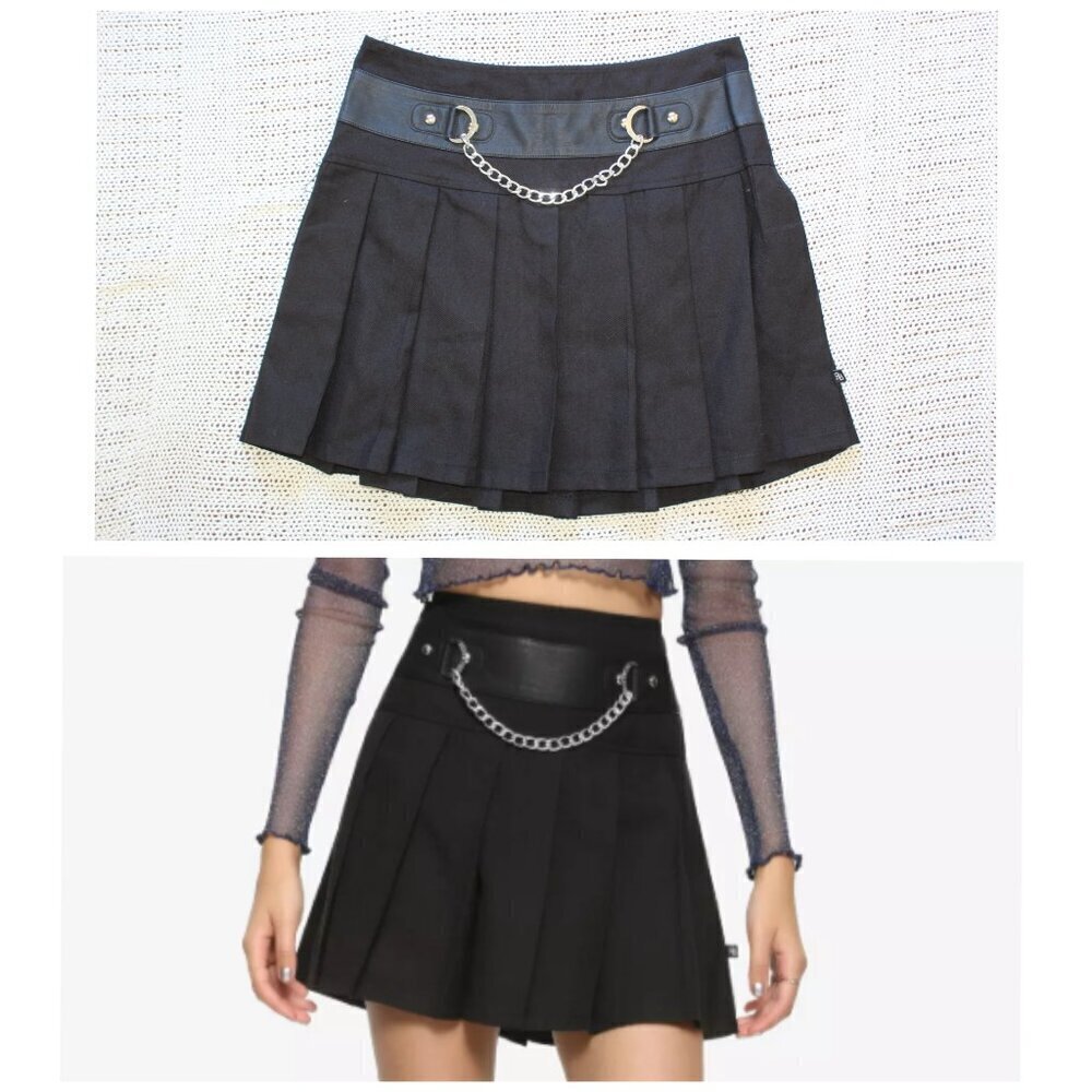 Royal Bones Daang Goodman Chain Pleated Mini Skirt Sz. M Black Goth Vampire Punk